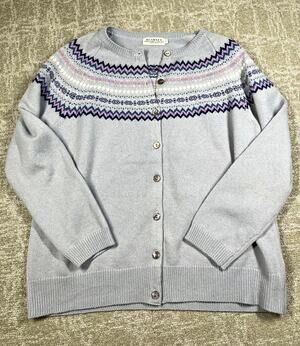 Blarney Woollen Mills Womens Wool Knit Fair Isle Button Cardigan Sweater XL
